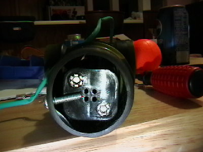 the holder for the 8AA batteries, held in place with one screw, the battery holder attaches/detaches by the same connector as a 9v