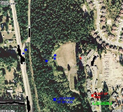 the map, the 100 yard scale is shown on bottom, furthest shots are about 350 y