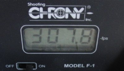 Here's the chrony reading for the plate shot, for a 30 gram projectile that's just under 100 ft/lbs :D