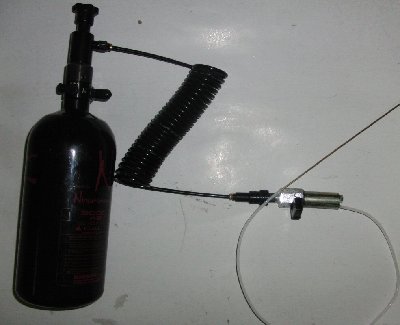 The whole setup attached to the paintball bottle regged to 850 psi