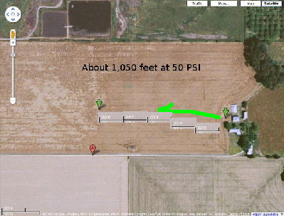 Google map of test site.  50 PSI golf ball shot.