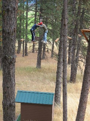 This bridge was quite wobbly.  These guys fell 3 times.  They claimed to be just testing the safety harness.