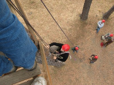 The way up.  Course is 32 feet off the ground