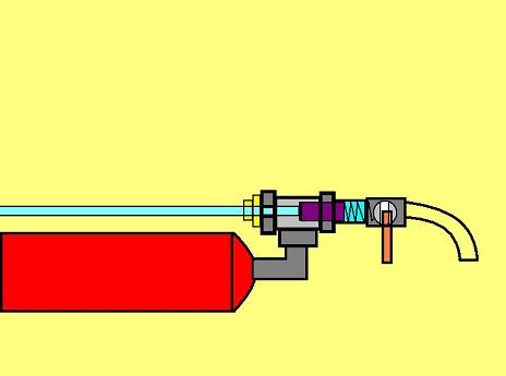 example of a shotgun with a fire extinguisher as the reservoir.