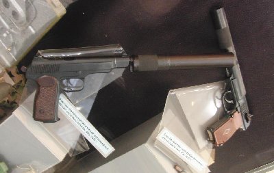 Ah bliss... Stechkin APS machine pistol with suppressor, and the integrally suppressed Makarov PB, both in 9x18mm