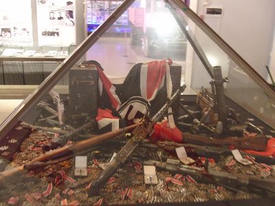 The crushing defeat of Nazi Germany is certainly emphasised, especially in this exhibit - &amp;quot;boooo! we captured so many Iron Crosses we don't know what to do with them! booooo!&amp;quot;