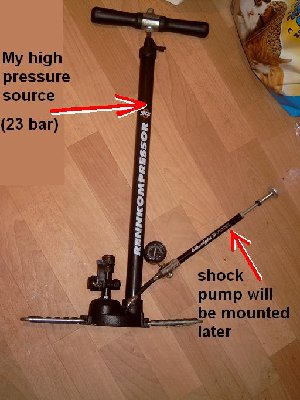 The shock pump will be firmly attached to the old outlet where the hose used to be, to boost pressure up even higher.Right now the outlet is plugged.