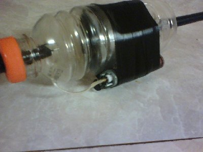 the butane injection taped to the chamber (the hose came from the lighter)